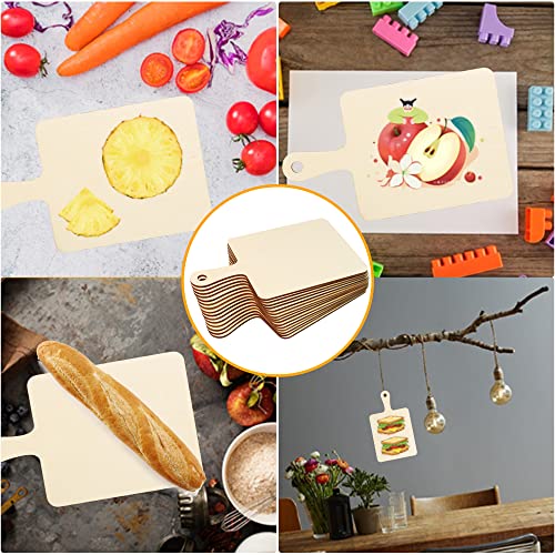 DYaprigo 15 Pack Mini Unfinished Wood Cutting Board with Handle, Wooden Charcuterie Cheese Chopping Board, Wood Craft Paddle for DIY Craft, Painting, Christmas Home Decor(9.4" x 5.5" x 0.14")