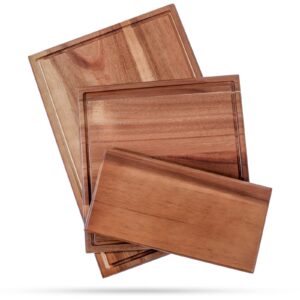 ginsent cutting boards,premium acacia wood cutting board set of 3,wooden cutting boards for kitchen dishwasher safe,3 suitable sizes chopping boards for meat vegetables cheese and bread