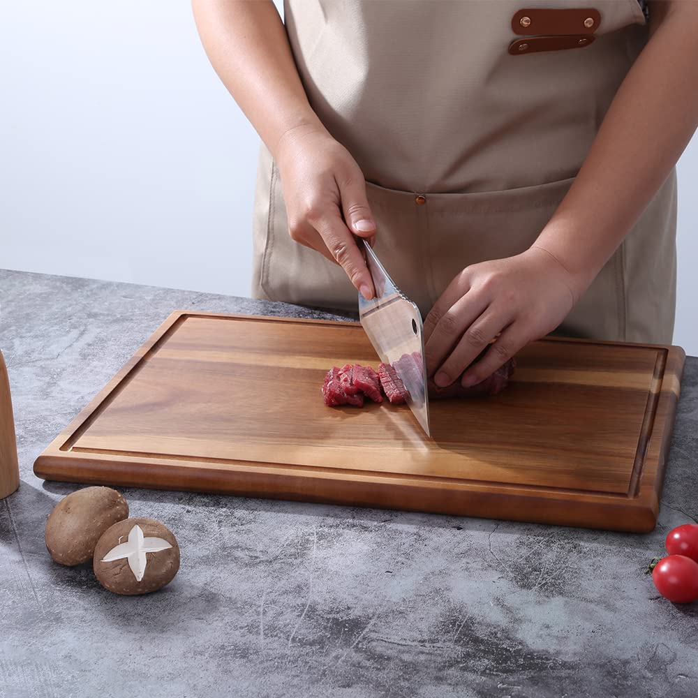 GinSent Cutting Boards,Premium Acacia Wood Cutting Board Set of 3,Wooden Cutting Boards for Kitchen Dishwasher Safe,3 Suitable Sizes Chopping Boards for Meat Vegetables Cheese and Bread