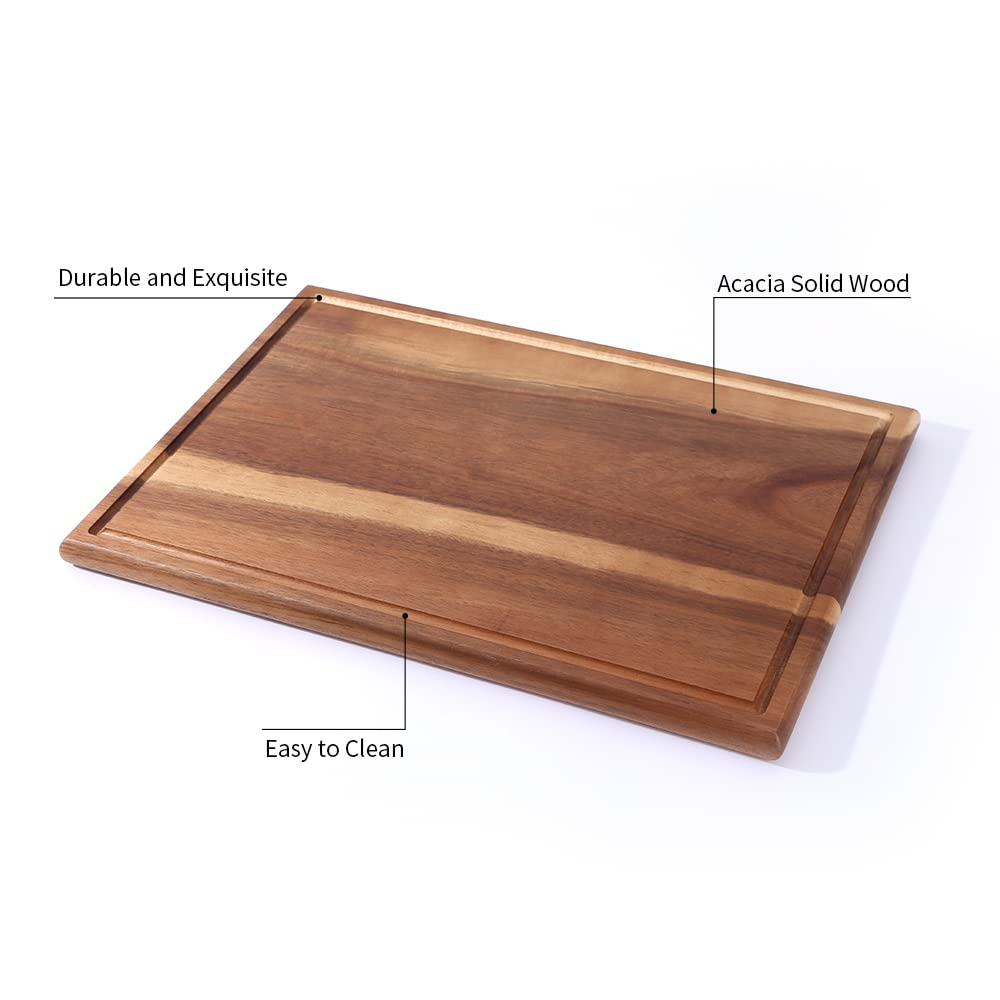 GinSent Cutting Boards,Premium Acacia Wood Cutting Board Set of 3,Wooden Cutting Boards for Kitchen Dishwasher Safe,3 Suitable Sizes Chopping Boards for Meat Vegetables Cheese and Bread