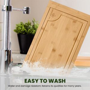 [2024 UPGRADE] Kindled Ivys Expandable Bamboo Wooden Over The Sink Cutting Board - Extra Large XXL Expands Over Kitchen Sink to 33.5x11". Natural Bamboo, Serving Tray with Juice Groove