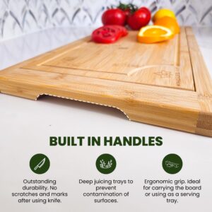 [2024 UPGRADE] Kindled Ivys Expandable Bamboo Wooden Over The Sink Cutting Board - Extra Large XXL Expands Over Kitchen Sink to 33.5x11". Natural Bamboo, Serving Tray with Juice Groove