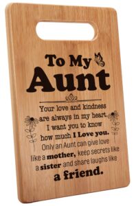 my-alvvays aunt gifts, aunt gifts from niece, gifts for auntie, best aunt ever gifts, aunt birthday gifts, your love and kindness are always in my heart, bamboo cutting board gift, 7"x 11", mcb009