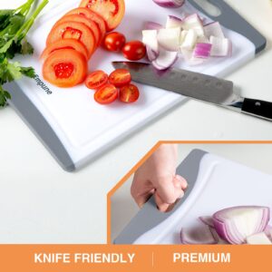 Extra Large Cutting Boards, Plastic Cutting Boards for Kitchen (Set of 4) Cutting Board Set Dishwasher Chopping Board with Juice Grooves Easy-Grip Handles, Grey, Empune