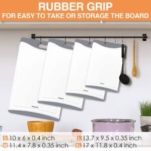 Extra Large Cutting Boards, Plastic Cutting Boards for Kitchen (Set of 4) Cutting Board Set Dishwasher Chopping Board with Juice Grooves Easy-Grip Handles, Grey, Empune