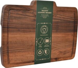 walnut cutting boards - large thick walnut cutting board with juice groove (17"x12.6") reversible large wooden chopping board - black walnut cutting board for kitchen - reversible with juice groove