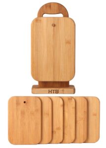 bamboo cutting board set for kitchen,small cutting boards with holder,serving boards for sandwich cheese meal breakfast