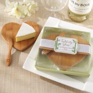 kate aspen tastefully yours heart-shaped bamboo cheese board, miniature cutting board, sage green/brown, 4.5" h x 5" w, one size