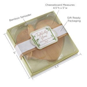 Kate Aspen Tastefully Yours Heart-Shaped Bamboo Cheese Board, Miniature Cutting Board, Sage Green/Brown, 4.5" H x 5" W, One Size