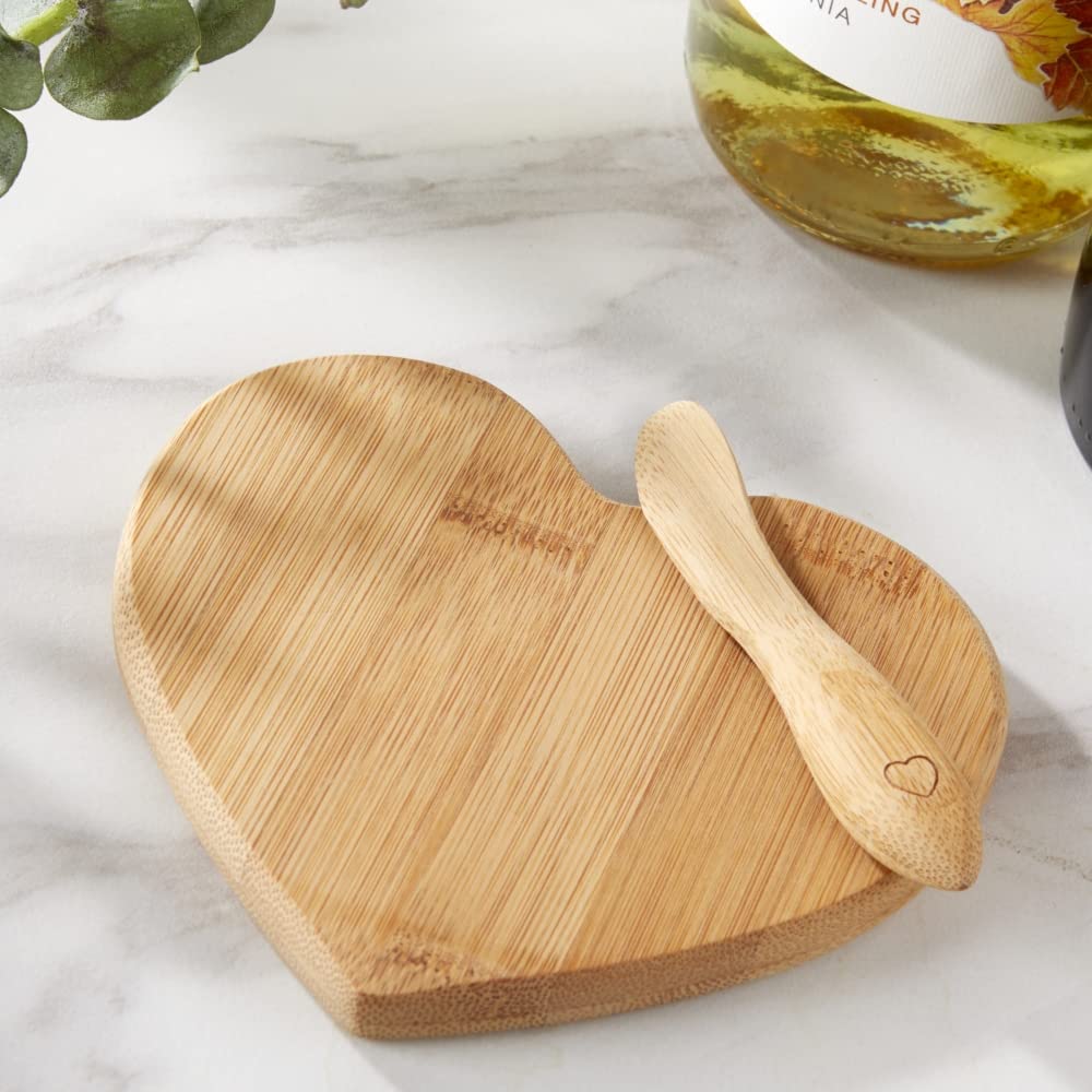 Kate Aspen Tastefully Yours Heart-Shaped Bamboo Cheese Board, Miniature Cutting Board, Sage Green/Brown, 4.5" H x 5" W, One Size