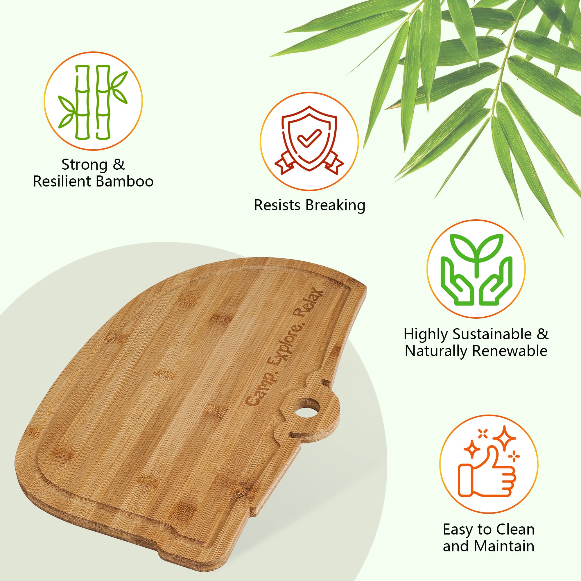 Camper Cutting Board-Large RV Cutting Board Camper Decor Camping Decor, Camper Must Haves Camping Gifts RV Decor Camping Decorations Bamboo Cutting Board Camping Cutting Board RV Gifts