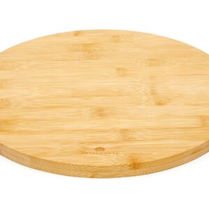 RoyalHouse Natural Bamboo Round Cutting Board for Kitchen, Chopping Boards for Meat & Vegetables, Cheese and Charcuterie Board, Serving Tray, 11.8" Round 0.6" Thick