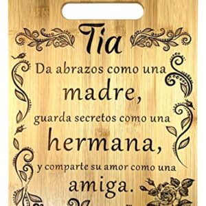 Regalo para tia: tabla de cortar de bambú grabada (22 x 30 cm) Gift for aunt in Spanish-Engraved bamboo cutting board 9"x12"