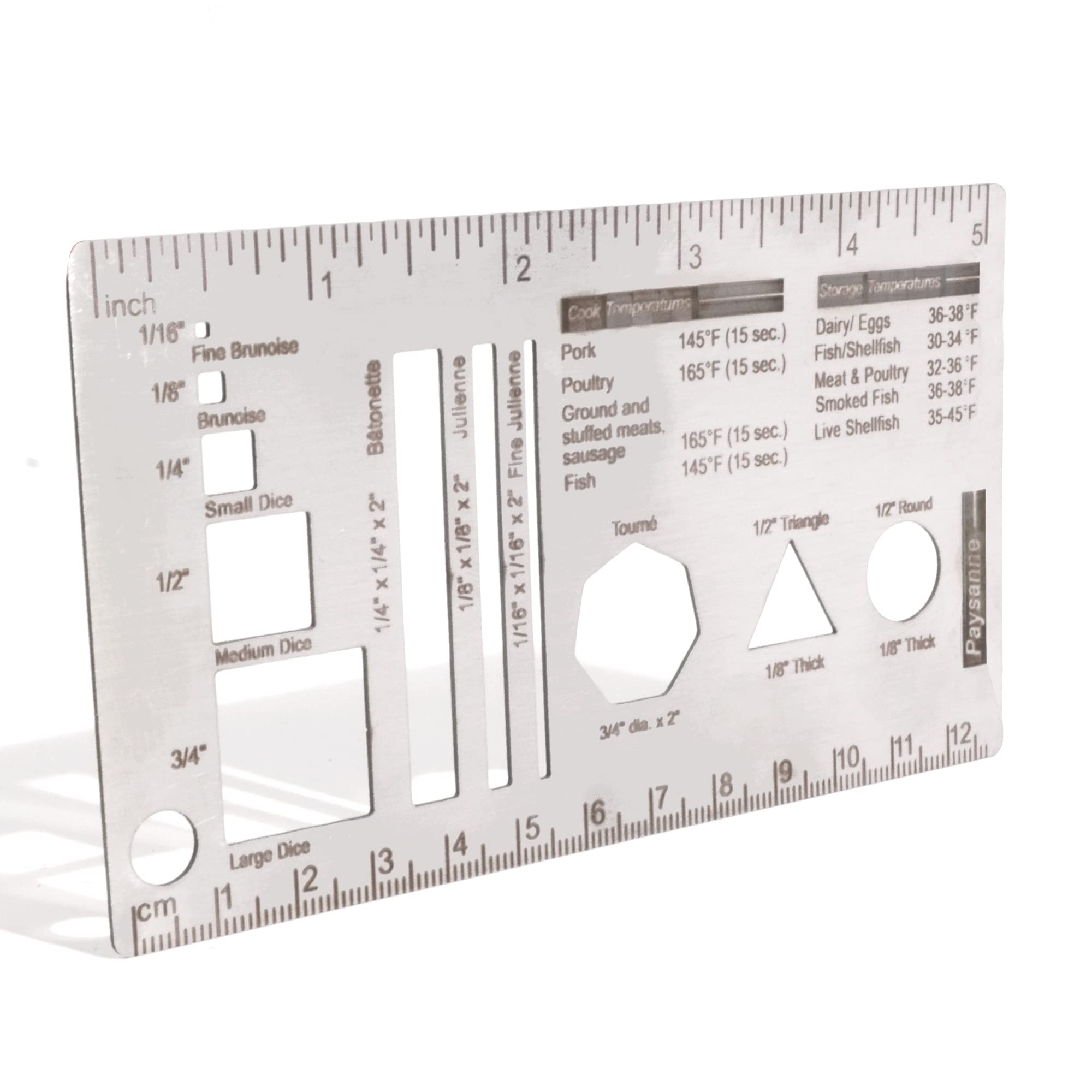 UPTTHOW Culinary Ruler Stainless Streel Mini Cutting Reference Template Cooking Measurement for Food Essential Kitchen Tool with Weight Temperature Baking Conversion Chart for Beginner and Chef (5*3")