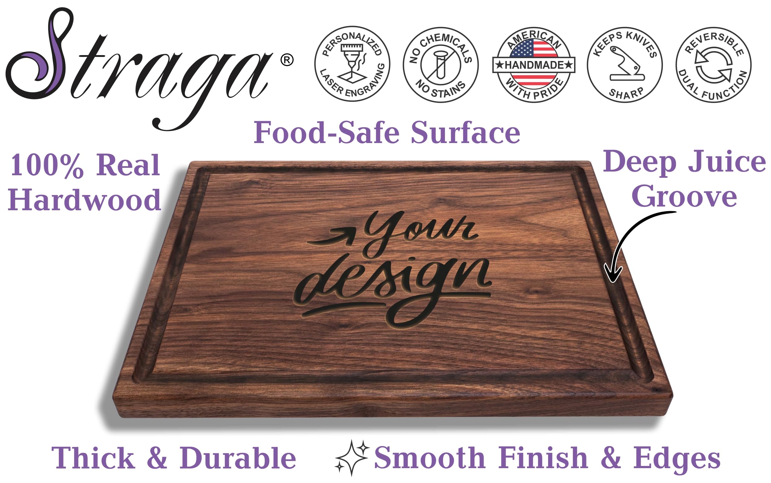 Straga Personalized Cutting Boards | Handmade Wood Engraved Charcuterie | Custom Fun Retirement Gift for Employees, Co-Workers or Friends