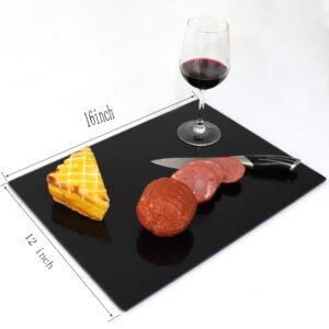 JAMBALAY Tempered Glass Cutting Board for Kitchen 12 x 16", Chopping Board with Rubber Feet, Heat Resistant, Shatter Resistant, Dishwasher Safe, Black