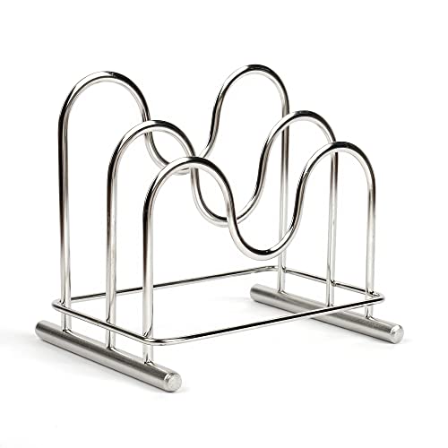 LENITH 304 Stainless Steel Wire Cutting Board Holder, Cutting Board Rack Organizer Kitchen with 2 Sectional