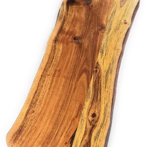 FEATHERLEE - Extra Large Premium Natural Live Edge Acacia Charcuterie Cheese Board Serving and Cutting Tray with Round Handle