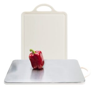 kangbet cutting board,double-sided stainless steel cutting board,304 stainless steel and food-grade pp,15.7 x 11 inch,kitchen chopping boards for meat,veggies,fruits,large