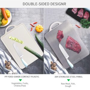 Kangbet Cutting Board,Double-Sided Stainless Steel Cutting Board,304 Stainless Steel and Food-Grade PP,15.7 x 11 Inch,Kitchen Chopping Boards for Meat,Veggies,Fruits,Large