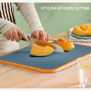 Cutting Boards For Kitchen Plastic, 10.6x16 Large Cutting Board, Double-Sided Plastic Cutting Board, Non-Slip Cutting Board, Blue