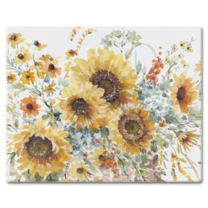 counterart sunflowers forever 3mm heat tolerant tempered glass cutting board 15” x 12” manufactured in the usa dishwasher safe