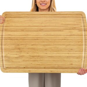 fashionwu 76 cm extra large bamboo cutting board for kitchen, 30 x 20 inch large wooden cutting boards with juice groove, thick butcher block cutting board for meat vegetables, large charcuterie board