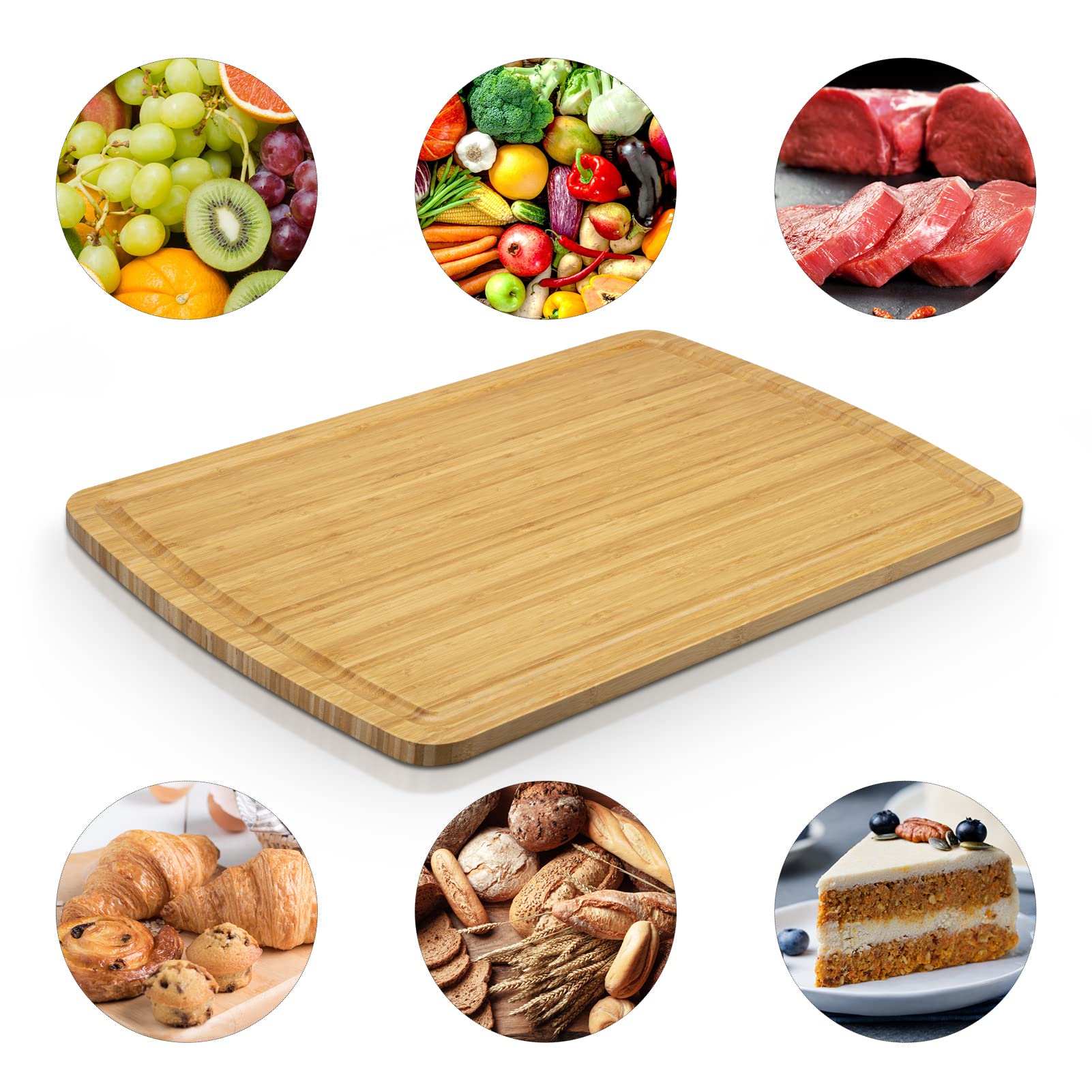 Fashionwu 76 cm Extra Large Bamboo Cutting Board for Kitchen, 30 x 20 Inch Large Wooden Cutting Boards with Juice Groove, Thick Butcher Block Cutting Board for Meat Vegetables, Large Charcuterie Board