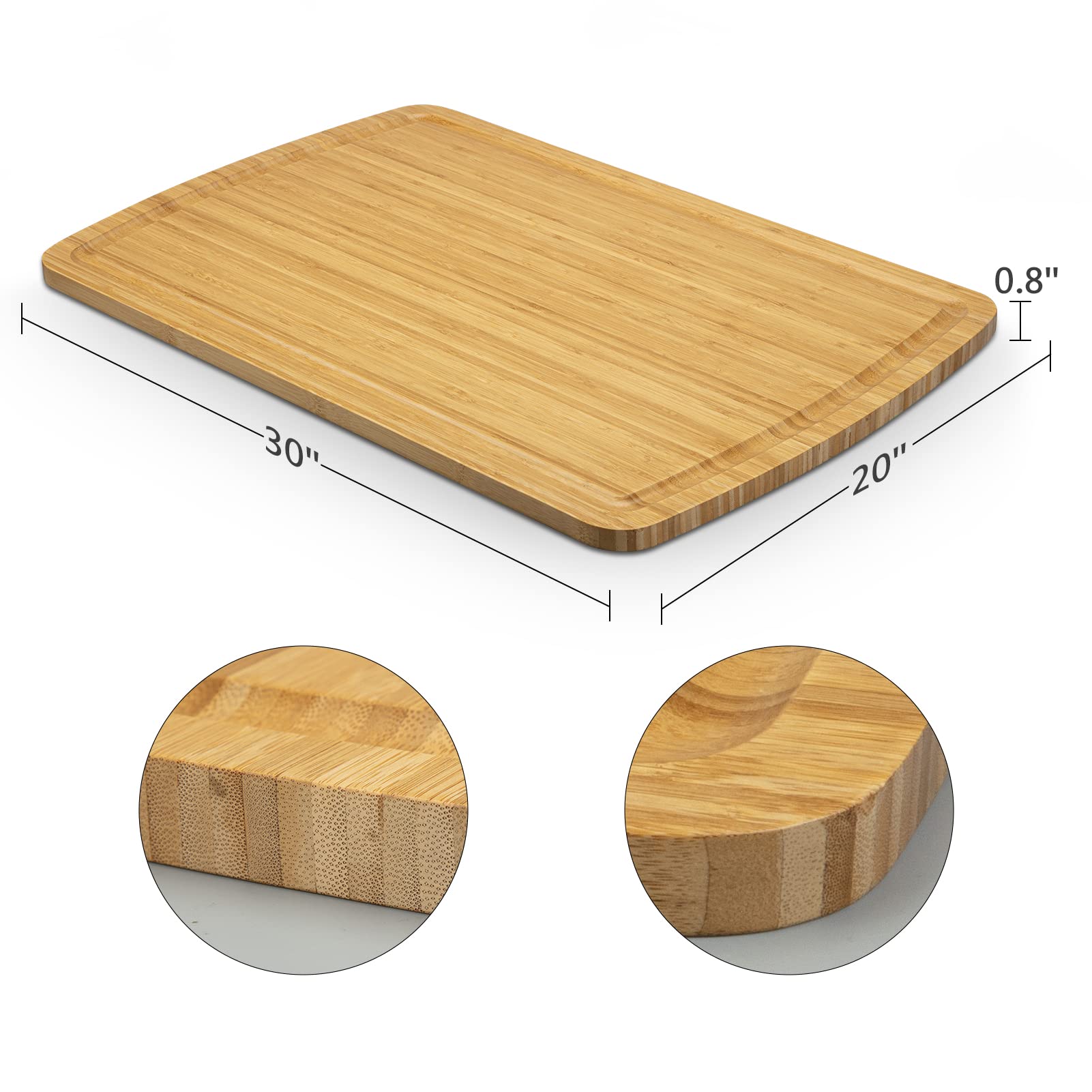 Fashionwu 76 cm Extra Large Bamboo Cutting Board for Kitchen, 30 x 20 Inch Large Wooden Cutting Boards with Juice Groove, Thick Butcher Block Cutting Board for Meat Vegetables, Large Charcuterie Board