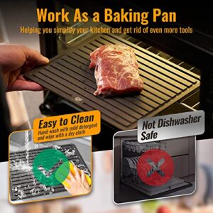 4T7 Defrosting Tray for Frozen Meat Quick Thawing, 8MM Extra Thick Plate Board for Steak Pork Chicken, with Grooves to Catch Drips, Non-Stick Thawing Tray Easy to Clean (Defrosting Tray Only)