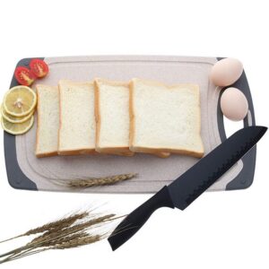 FLYINGSEA Cutting Boards For Kitchen, Anti-Skid Eco-Wheat Straw Cutting Board Set (3 Pcs), Dishwasher Safe (light brown)