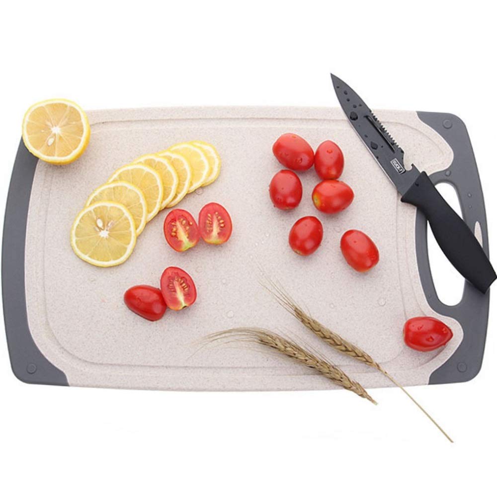 FLYINGSEA Cutting Boards For Kitchen, Anti-Skid Eco-Wheat Straw Cutting Board Set (3 Pcs), Dishwasher Safe (light brown)