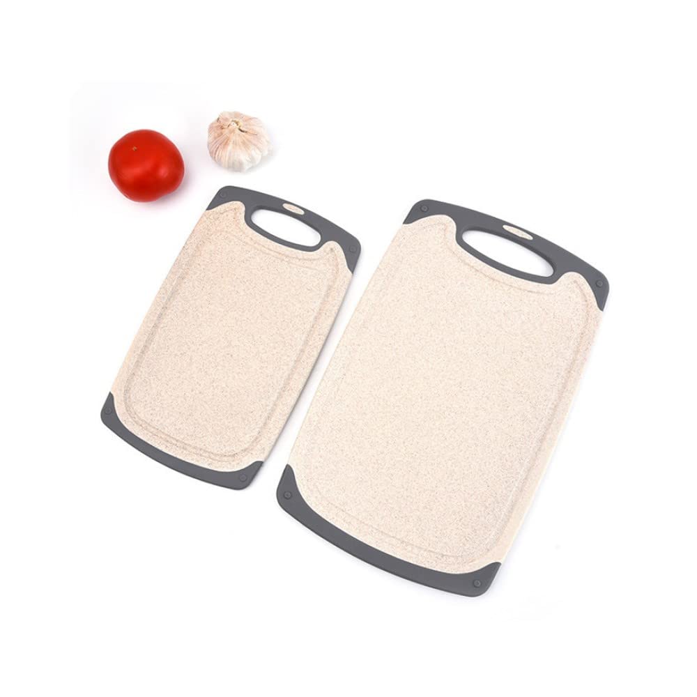 FLYINGSEA Cutting Boards For Kitchen, Anti-Skid Eco-Wheat Straw Cutting Board Set (3 Pcs), Dishwasher Safe (light brown)