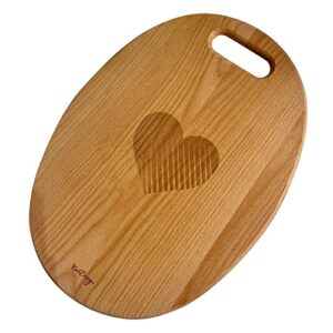 kaidesign - heart design wooden cutting board coated in mineral oil, quality beech wood design for housewarming gifts, mother's day present, wedding anniversary and valentine's day gift