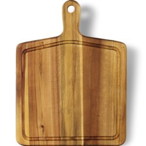 premium acacia wood cutting board with handle(17'' x 13'' x1") rectangular acacia wooden cutting board for kitchen, chopping boards for meat, cheese board, bread, vegetables & fruits