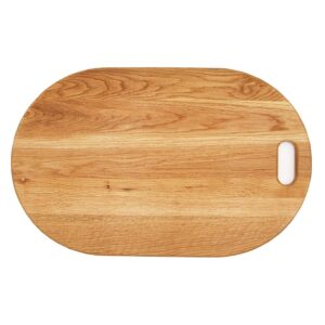 LUX American Oak Wood Oversized Serving Board 20.5" x 13" | Extra Large Charcuterie Board | Cheese Board With Handle for Serving Cheeses, Meats, Crackers, and Wine | Unique Gift (Oval Cutting Board)