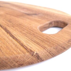 LUX American Oak Wood Oversized Serving Board 20.5" x 13" | Extra Large Charcuterie Board | Cheese Board With Handle for Serving Cheeses, Meats, Crackers, and Wine | Unique Gift (Oval Cutting Board)