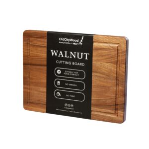 walnut wood cutting board for kitchen 16x12'' with juice groove, chopping board made of walnut wood for meat, cheese and vegetables (large, 16x12 inch)