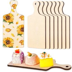 8 Pcs Mini Wooden Cutting Board with Handle 9.45 x 3.54 Inch Thicken Wooden Chopping Board Small Paddle Charcuterie Board Cooking Butcher Block Serving Board Cutting Board for Kitchen Cheese Crafts