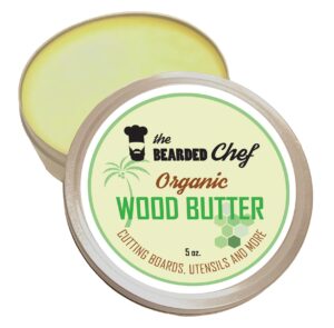 organic wood butter- 6 ounces - butcher blocks, cutting boards, and utensils - the bearded chef - veteran owned