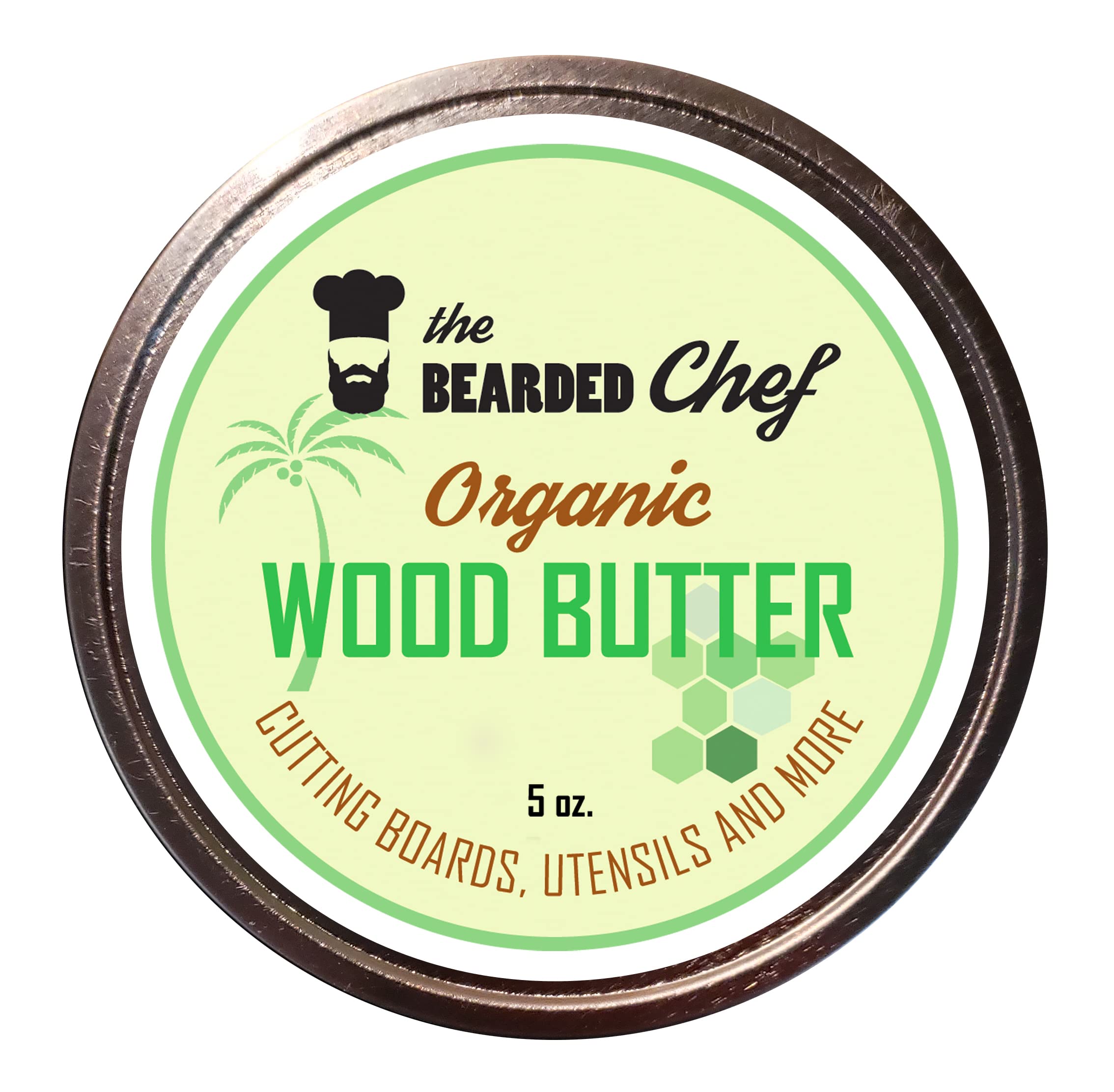 Organic Wood Butter- 6 Ounces - Butcher Blocks, Cutting Boards, and Utensils - The Bearded Chef - Veteran Owned