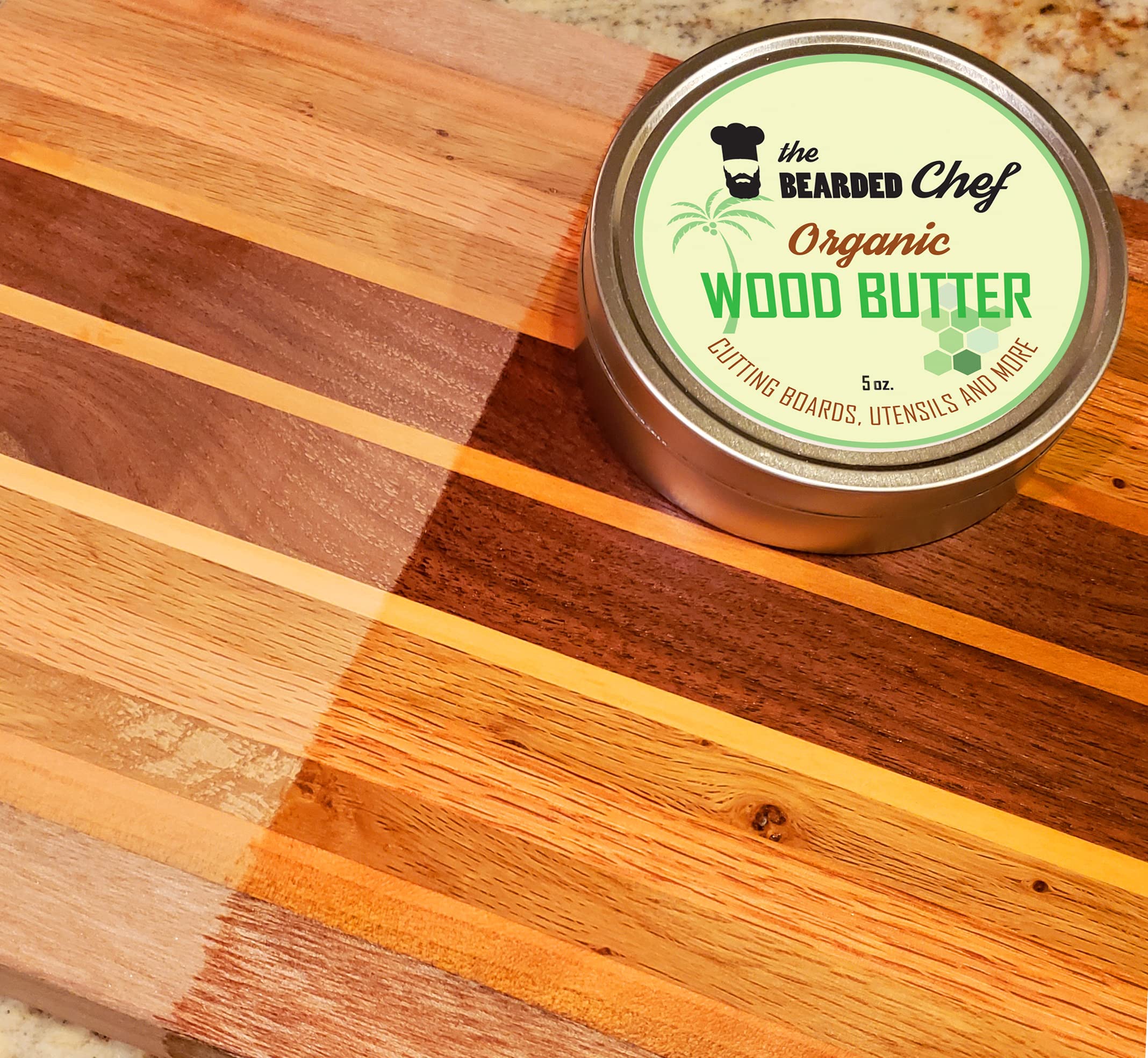 Organic Wood Butter- 6 Ounces - Butcher Blocks, Cutting Boards, and Utensils - The Bearded Chef - Veteran Owned