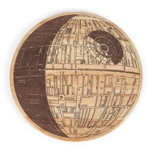 picnic time star wars death star 16” serving board, wood cheese board, charcuterie board, cutting board (parawood)
