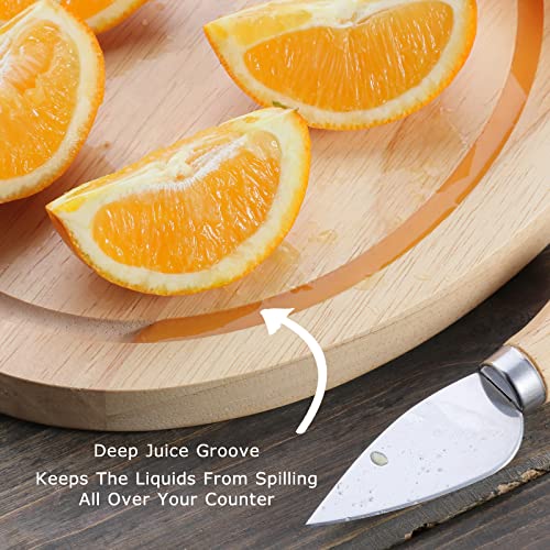 11.8 x 7.8'' Cheese Board Rubberwood Cutting Chopping Board with Juice Groove knife for Meat Vegetables Fruits Cheese Kitchen Camping Housewarming Christmas Thanksgiving Anniversary Birthday Party