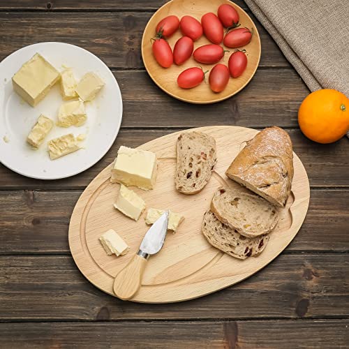 11.8 x 7.8'' Cheese Board Rubberwood Cutting Chopping Board with Juice Groove knife for Meat Vegetables Fruits Cheese Kitchen Camping Housewarming Christmas Thanksgiving Anniversary Birthday Party