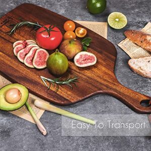 TALENT Wood Cutting Board, Wooden Cutting Boards for Kitchen, Acacia Wood Chopping Board, Serving Tray with Handles, for Meat Cheese and Vegetables, Pre Oiled, 18.9 x 9.5 x 0.6 in