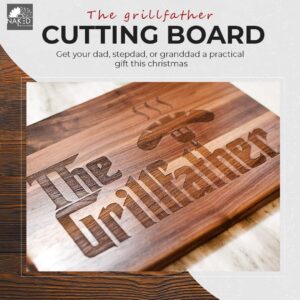 The Grillfather Cutting Board – Wooden Handmade Cutting Boards – BBQ Gifts for Men Who Like Grilling – Birthday, Christmas, or Fathers Day Gifts for Dad, Stepdad, Grandfather, or Bonus Dad