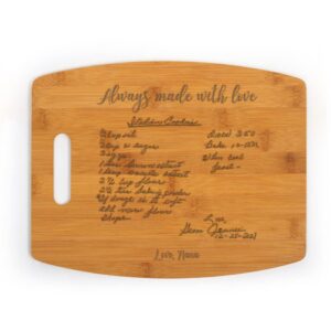 mom and grandma's personalized handwritten recipe engraved bamboo cutting board custom memories keepsake mothers day christmas side for decor reverse usage 15''x12'', tan