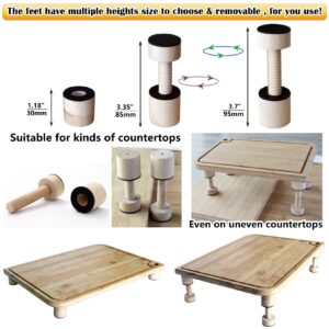 ANFU Cutting Board Adjustable Feet, Wood Adjustable Feet for Countertop Cutting Board- Kit to Elevate and Skid-Proof Your Cutting Board (Beige)