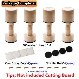 ANFU Cutting Board Adjustable Feet, Wood Adjustable Feet for Countertop Cutting Board- Kit to Elevate and Skid-Proof Your Cutting Board (Beige)